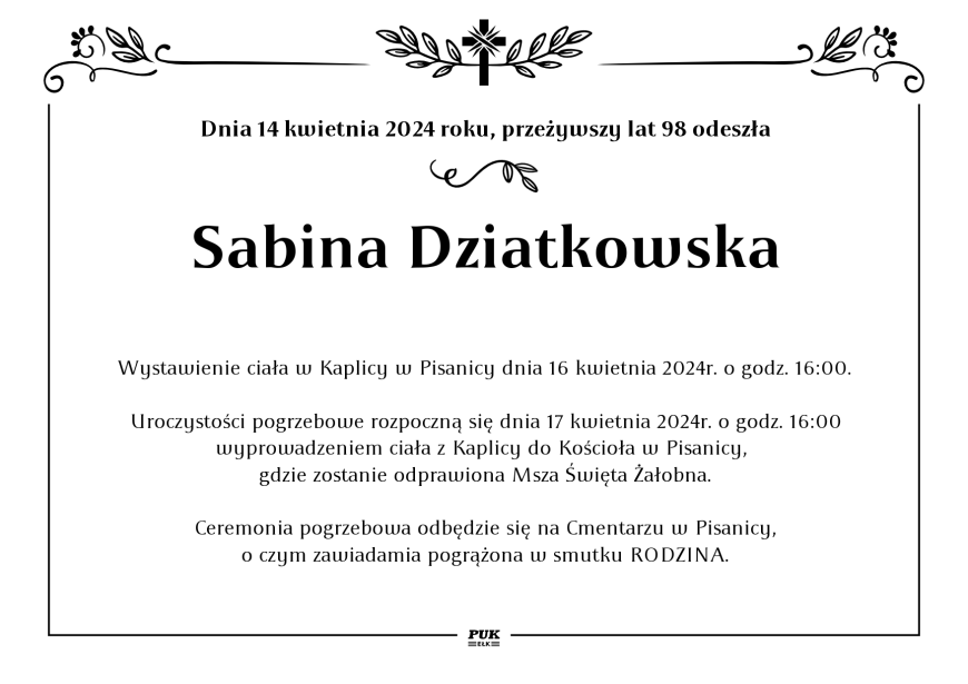 Sabina Dziatkowska - nekrolog